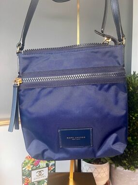 Marc Jacobs EUC Navy Nylon Biker Crossbody Bag with Gold Hardware